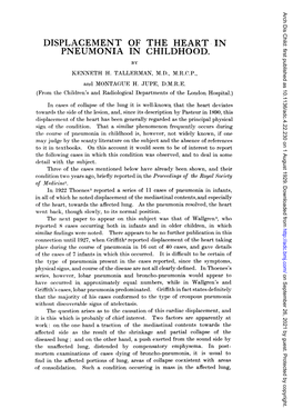 Displacement of the Heart in Pneumonia in Childhood. by Kenneth H