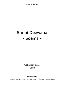 Shrini Deewana - Poems