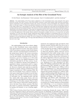 An Isotopic Analysis of the Diet of the Greenlandic Norse