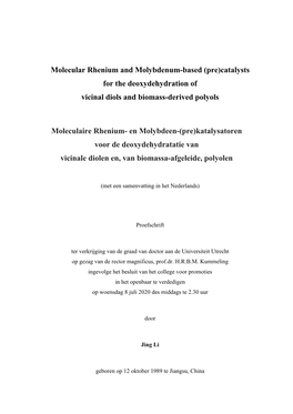 Molecular Rhenium and Molybdenum-Based (Pre)Catalysts for the Deoxydehydration of Vicinal Diols and Biomass-Derived Polyols