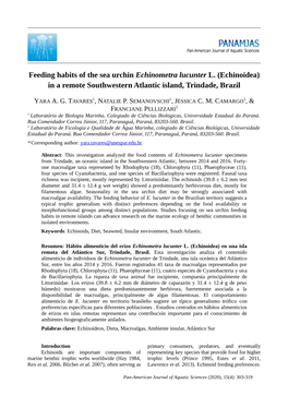 Feeding Habits of the Sea Urchin Echinometra Lucunter L. (Echinoidea) in a Remote Southwestern Atlantic Island, Trindade, Brazil