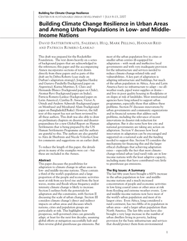 Building Climate Change Resilience in Urban Areas and Among Urban Populations in Low- and Middle- Income Nations