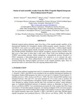 Status of and Scientific Results from the ISIS-I Topside Digital Ionogram Data Enhancement Project