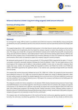 Britannia Industries Limited: Long-Term Rating Assigned; Rated Amount Enhanced