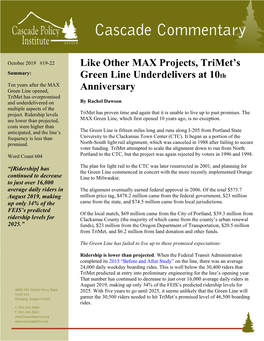 Like Other MAX Projects, Trimet's Green Line Underdelivers at 10Th