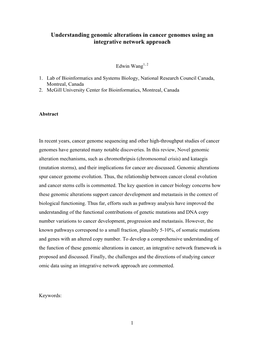 Understanding Genomic Alterations in Cancer Genomes Using an Integrative Network Approach