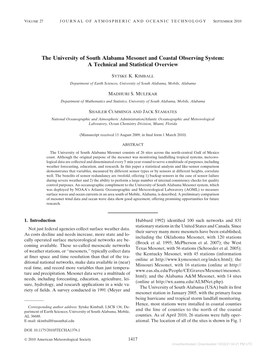 The University of South Alabama Mesonet and Coastal Observing System: a Technical and Statistical Overview