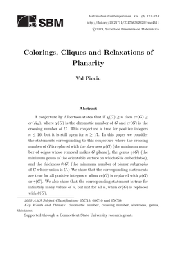 Colorings, Cliques and Relaxations of Planarity