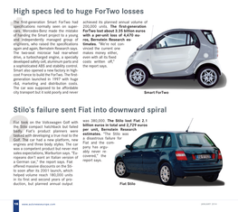 High Specs Led to Huge Fortwo Losses Stilo's Failure Sent Fiat Into