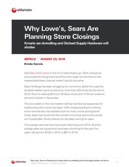 Why Lowe's, Sears Are Planning Store Closings