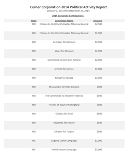 Cerner Corporation 2014 Political Activity Report