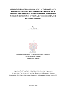 A Comparative Ecotoxicological