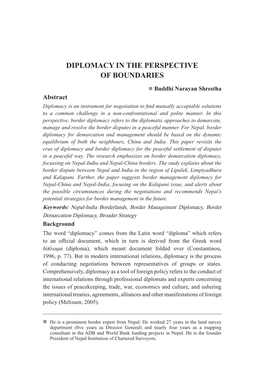 Diplomacy in the Perspective of Boundaries 37