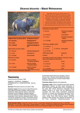 Diceros Bicornis – Black Rhinoceros