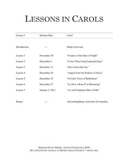 Lessons in Carols