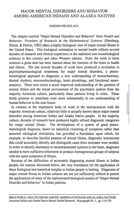 Major Mental Disorders and Behavior Among American Indians and Alaska Natives