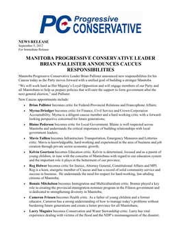 Manitoba Progressive Conservative Leader Brian