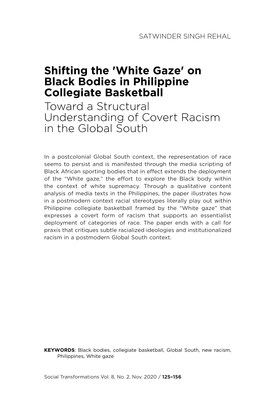 Shifting the 'White Gaze' on Black Bodies in Philippine Collegiate Basketball Toward a Structural Understanding of Covert Racism in the Global South