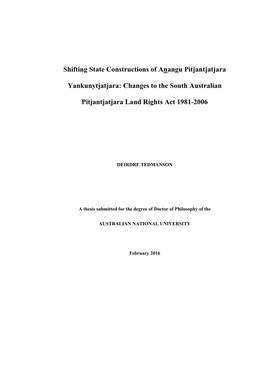 Shifting State Constructions of Anangu Pitjantjatjara Yankunytjatjara’ Referred to in the Title