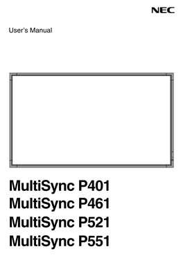 Multisync P401 Multisync P461 Multisync P521 Multisync P551 Index
