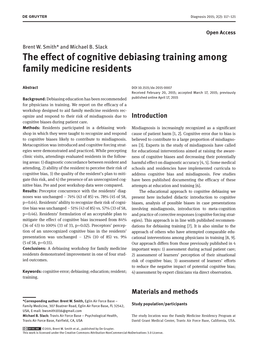 The Effect of Cognitive Debiasing Training Among Family Medicine Residents