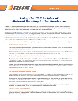 Using the 10 Principles of Material Handling in the Warehouse