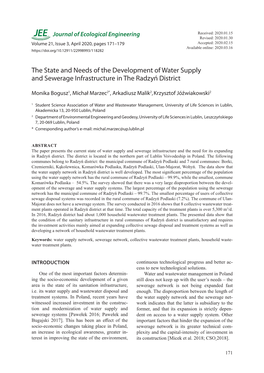 The State and Needs of the Development of Water Supply and Sewerage Infrastructure in the Radzyń District