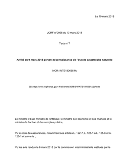 Le 10 Mars 2018 JORF N°0058 Du 10