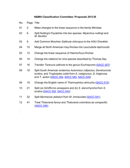 N&MA Classification Committee