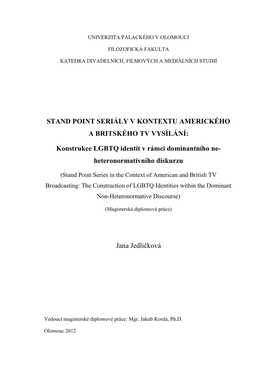 Konstrukce LGBTQ Identit V Rámci Dominantního Ne- Heteronormativního Diskurzu