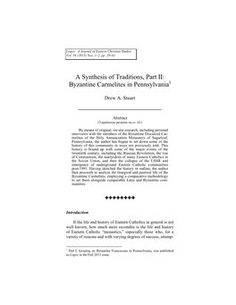 Byzantine Carmelites in Pennsylvania1