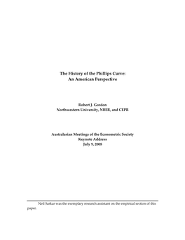 The History of the Phillips Curve: an American Perspective