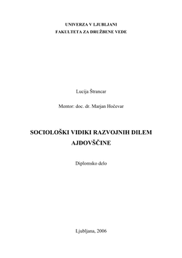 Sociološki Vidiki Razvojnih Dilem Ajdovščine