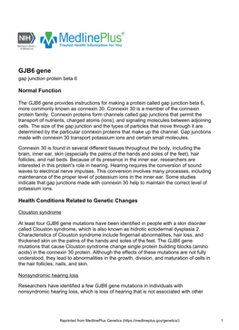 GJB6 Gene Gap Junction Protein Beta 6