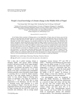 People's Local Knowledge of Climate Change in the Middle-Hills of Nepal