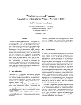 An Analysis of the Internet Virus of November 1988 