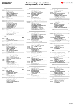 Samstag/Sonntag, 29./30. Juni 2019