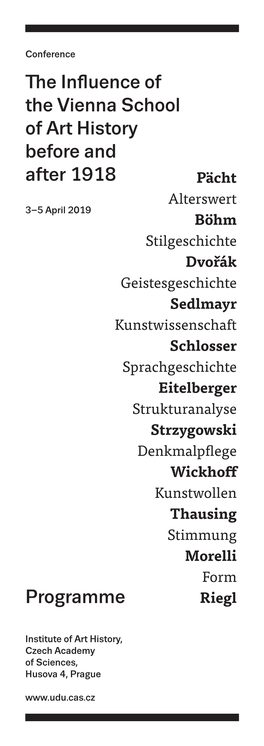 The Influence of the Vienna School of Art History Before and After 1918 Programme