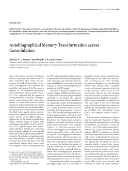 Autobiographical Memory Transformation Across Consolidation