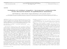 Isolation of Oxidase-Negative Aeromonas Salmonicida from Diseased Turbot Scophthalmus Maximus