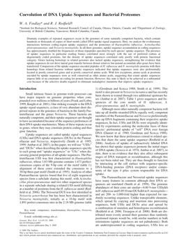 Coevolution of DNA Uptake Sequences and Bacterial Proteomes