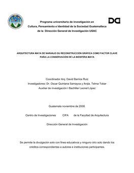 Programa Universitario De Investigación En Cultura, Pensamiento E Identidad De La Sociedad Guatemalteca De La Dirección General De Investigación USAC