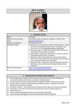 DR P a AZEEZ (Curriculum Vitae)