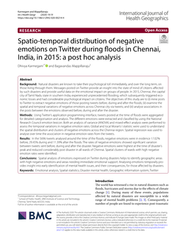 Spatio-Temporal Distribution of Negative Emotions on Twitter During Floods in Chennai, India, in 2015