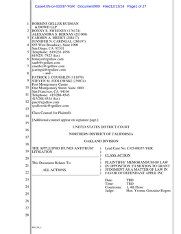 Plaintiffs' Memorandum of Law in Opposition