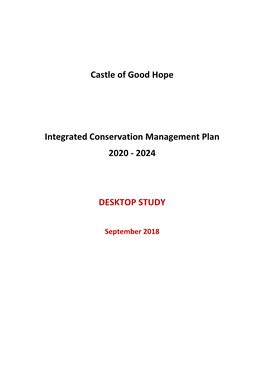 Castle of Good Hope Integrated Conservation Management Plan 2020