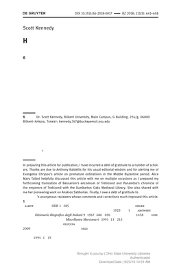 Bessarion’Sdateofbirth: Anew Assessment of the Evidence Abstract: the Cardinal Bessarion Was Aforemost Figure of the Italian Renaissance and Late Byzantium