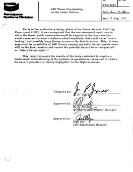 LSP Timer Overbanking on the Lunar Surface PAGE 4 of 45 A81'1jijj•Ae Sv•Tanedivlelon DATE 12 Aug