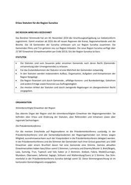 Erlass Statuten Für Die Region Surselva