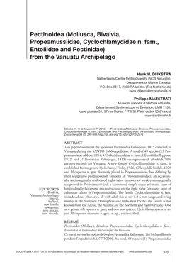 Pectinoidea (Mollusca, Bivalvia, Propeamussiidae, Cyclochlamydidae N